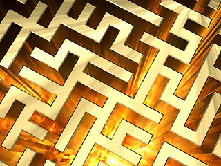 Image showing Golden labyrinth with flame. High resolution 3D image