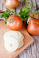 Image showing fresh onions and parsley 