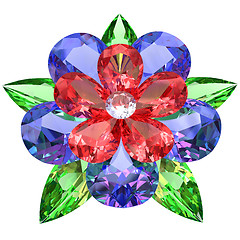 Image showing Flower composed of colored gemstones