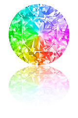 Image showing Diamond of rainbow colours on white