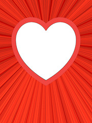Image showing Blank heart shaped frame on red background