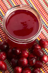 Image showing Jelly with Cranberries in Glass