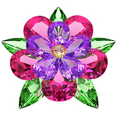 Image showing Flower composed of colored gemstones on white