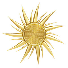 Image showing Golden sun symbol isolated on white