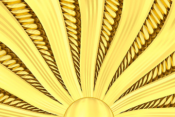 Image showing Gold sunburst background with rays and beams.