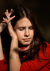 Image showing Thoughtful brunette girl