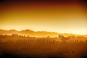 Image showing Tuscany Landscape at sunset