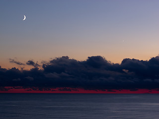 Image showing Moon and Venus Over Water