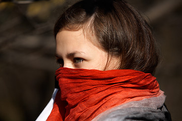 Image showing Girl with red scarf