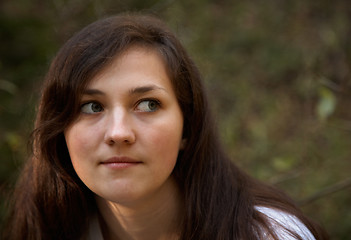 Image showing Thoughtful brunette girl