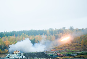 Image showing Rocket launch by TOS-1A system