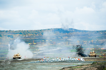 Image showing Attack of tank platoon