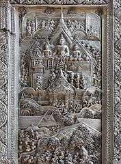 Image showing Silver Struck panels in silver temple Wat Sri Suphan