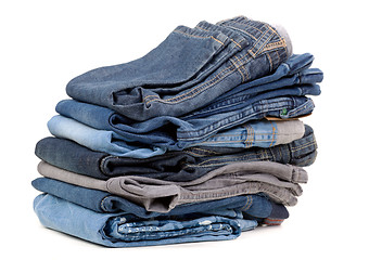 Image showing stack of blue jeans shade