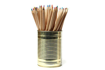 Image showing Upcycling, Pencils in Tin Can