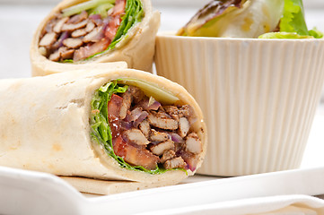 Image showing kafta shawarma chicken pita wrap roll sandwich