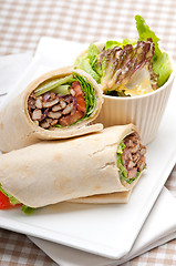 Image showing kafta shawarma chicken pita wrap roll sandwich