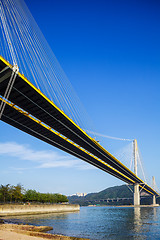 Image showing Ting Kau suspension bridge in Hong Kong