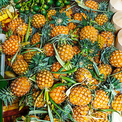 Image showing Fresh pineapples in fresh fruit market