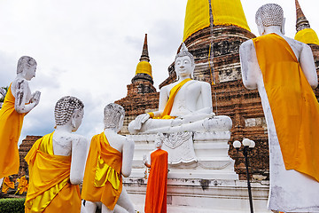 Image showing Pagoda and Buddha Statues at Wat Yai Chaimongkol