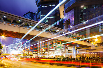 Image showing Traffic light in city at night