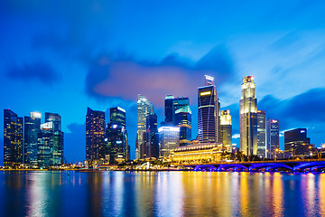 Image showing Singapore city skyline at night