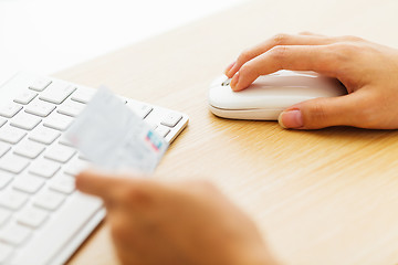 Image showing Online shopping with credit card and keyboard