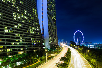 Image showing Singapore skyline at night