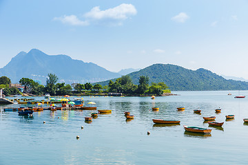 Image showing Beautiful sea coast and boat