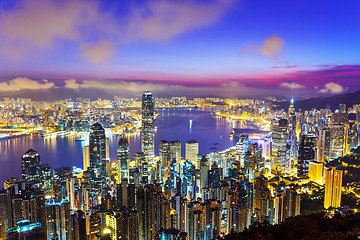 Image showing Hong Kong skyline during sunrise