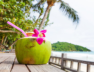 Image showing Coconut drink in the resort