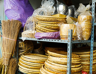 Image showing Handmade bamboo basket for sell 