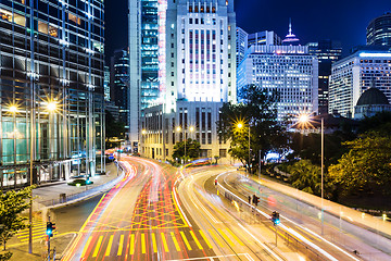Image showing Traffic trail in Hong Kong city at night