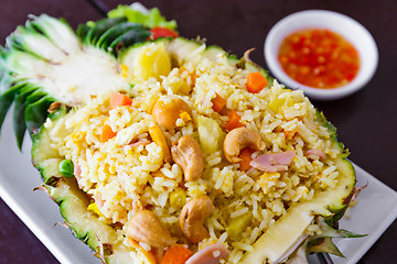 Image showing Fried rice in pineapple