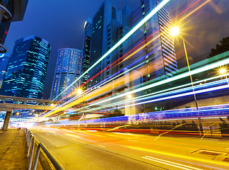 Image showing Traffic trail in city at night