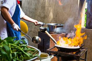 Image showing Cooking food at outdoor