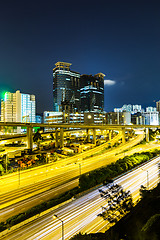 Image showing Traffic trail on freeway in city