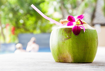 Image showing Coconut drink in the resort