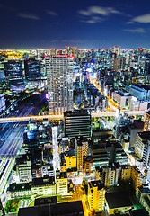 Image showing Urban city in Tokyo at night