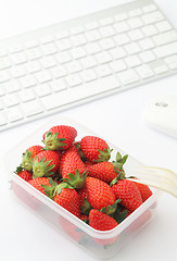 Image showing Healthy lunch box in working desk