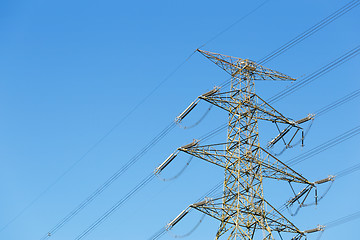 Image showing Power distribution tower with clear sky