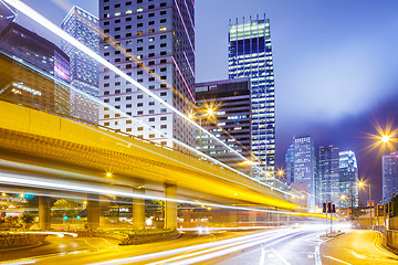 Image showing Busy traffic in city at night