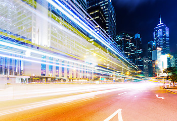 Image showing Traffic trail in urban city at night