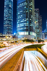 Image showing Hong Kong city busy traffic at night