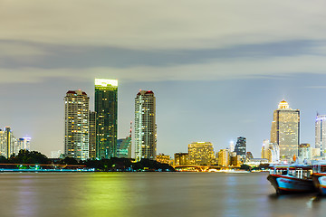 Image showing Bangkok city skyline at night