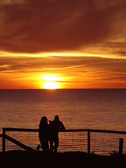 Image showing Couple enjoying Sunset