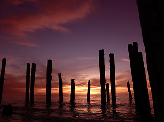 Image showing Broken Pier Sunset