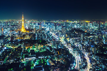 Image showing Tokyo cityscape at night