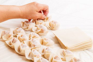 Image showing Making of Chinese dumpling