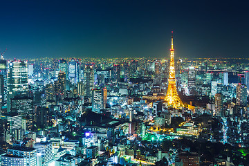 Image showing Tokyo skyline at night